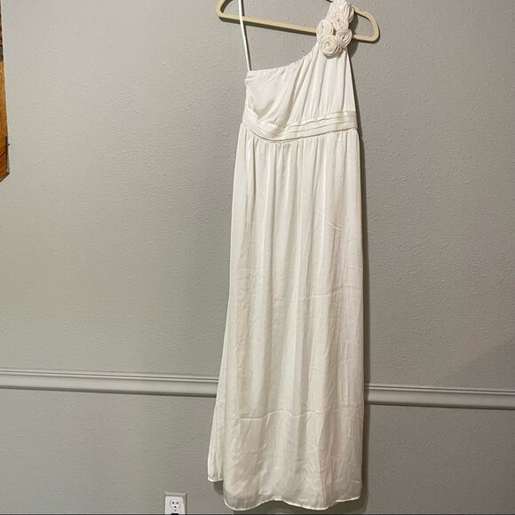 Tevolio Cream Satin One Shoulder Maxi Formal Dress S - Picture 3 of 14